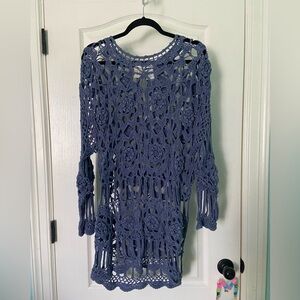 Blue Crochet Shirtdress